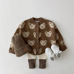 Bear knit sweater coat