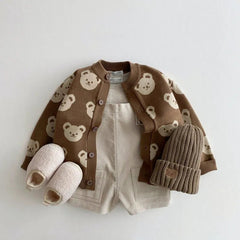 Bear knit sweater coat