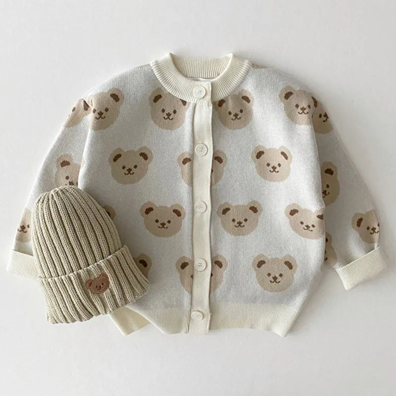 Bear knit sweater coat