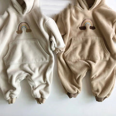 Baby rainbow hooded romper