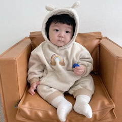 Baby rainbow hooded romper