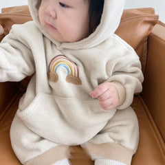 Baby rainbow hooded romper