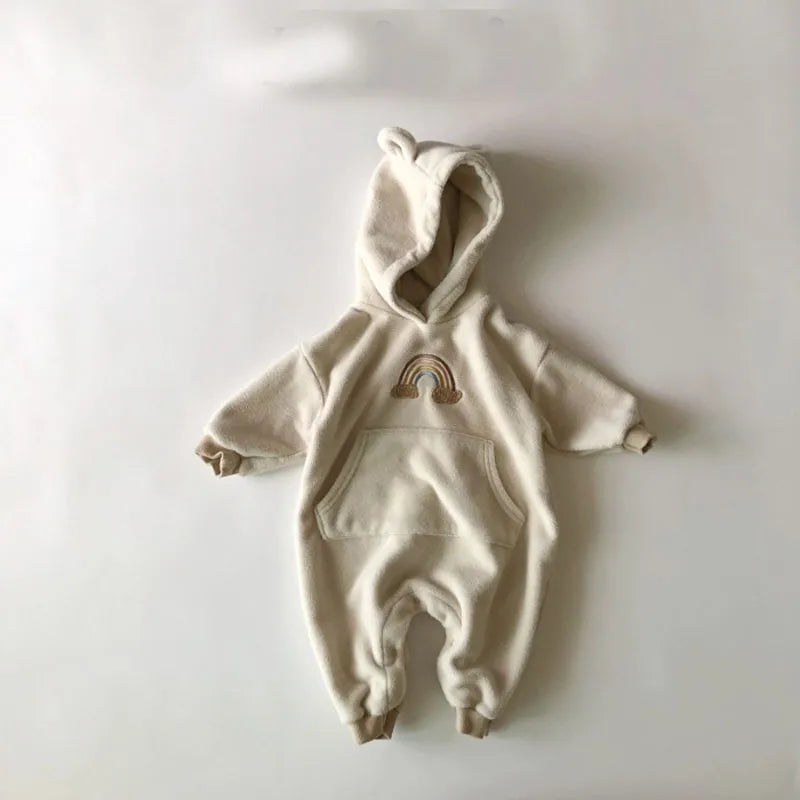 Baby rainbow hooded romper