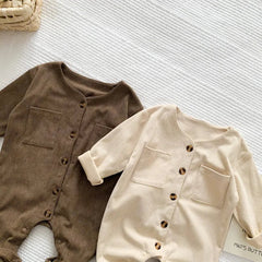 Baby solid color open button romper