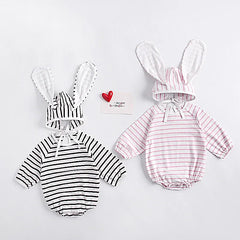 Baby bunny striped hooded Bodysuit