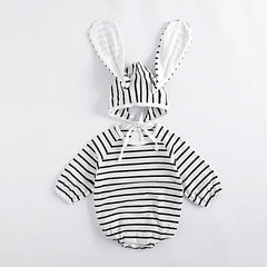 Baby bunny striped hooded Bodysuit