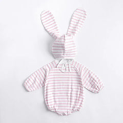 Baby bunny striped hooded Bodysuit