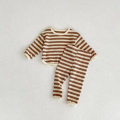 2 piece baby striped solid color suit