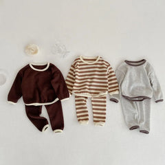 2 piece baby striped solid color suit