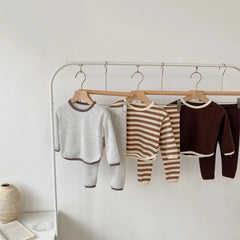 2 piece baby striped solid color suit