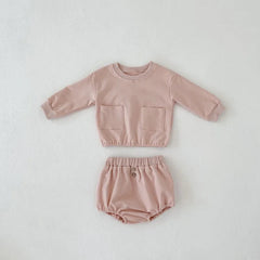 2 piece baby solid color set