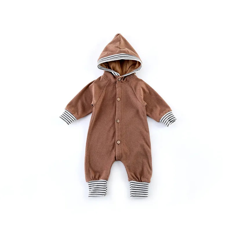 Baby solid color hooded romper