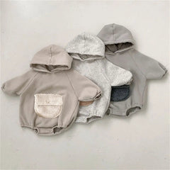 Solid baby hooded Romper