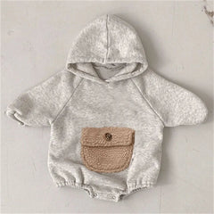 Solid baby hooded Romper