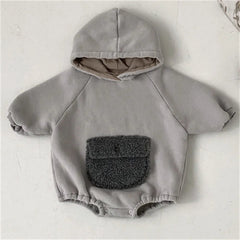 Solid baby hooded Romper