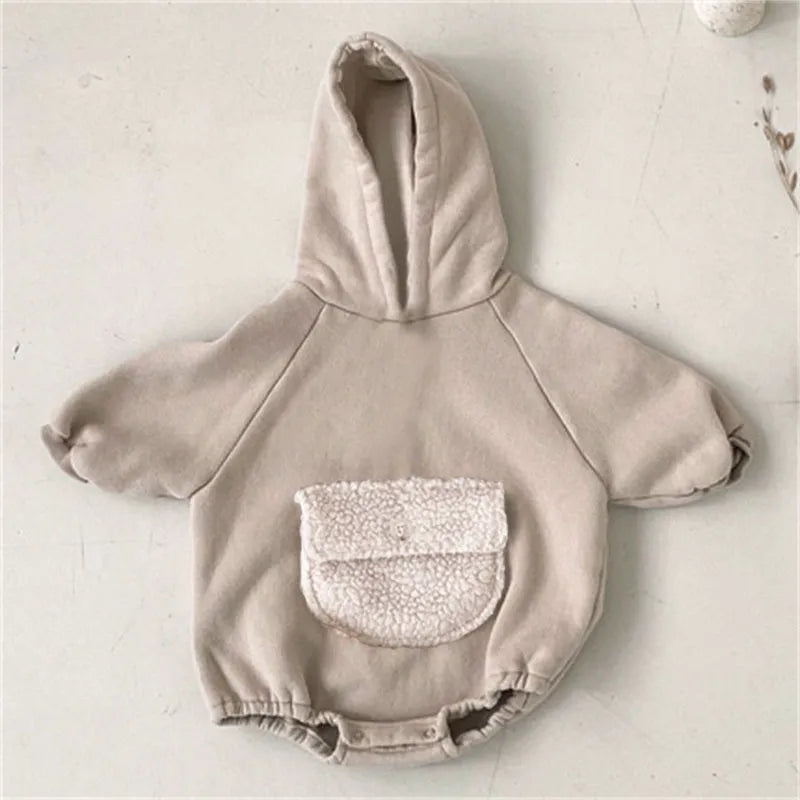 Solid baby hooded Romper