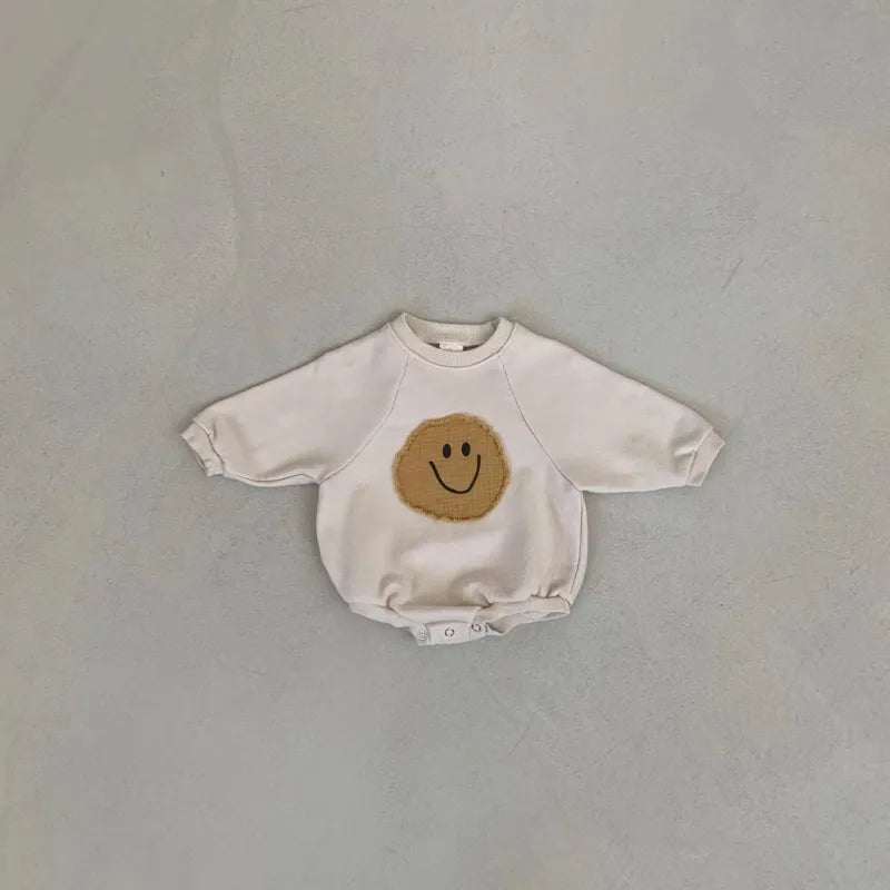 Baby Smiley Patch Crew Neck Bodysuit