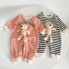 Baby Bear Striped Print Romper