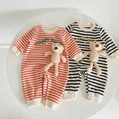 Baby Bear Striped Print Romper