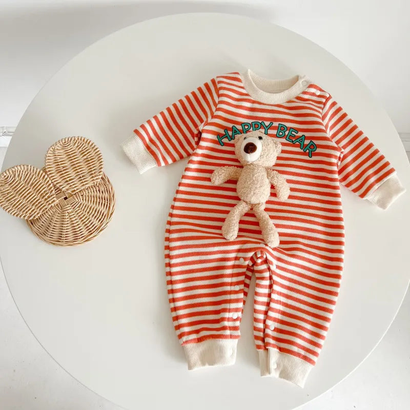 Baby Bear Striped Print Romper