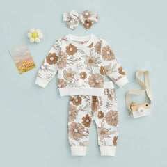 3-Piece Baby Girl Flower Print Set