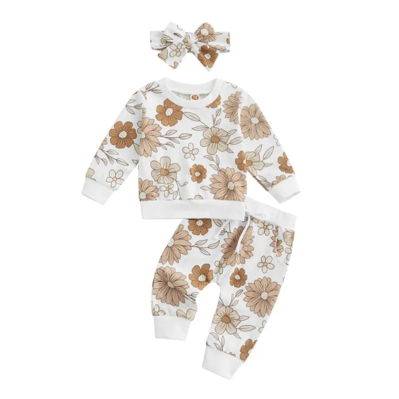 3-Piece Baby Girl Flower Print Set