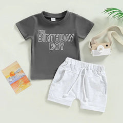 2pcs Baby Boy BIRTHDAY BOY Print Set