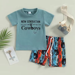 2pcs Baby Boy Cowboy Print Set