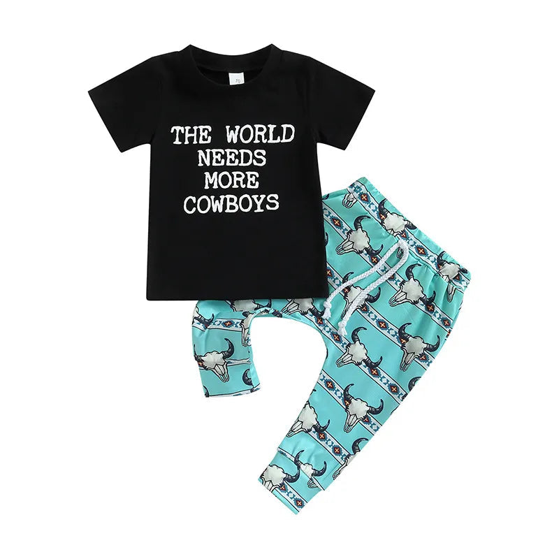 2pcs Baby Boy Cowboy Print Set