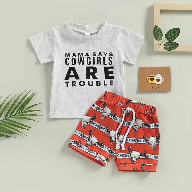 2pcs Baby Boy Cowboy Print Set