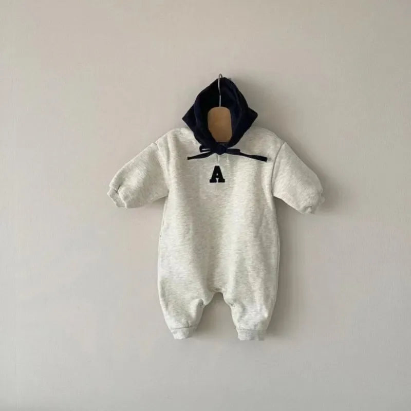 Baby Solid Color Hooded Romper