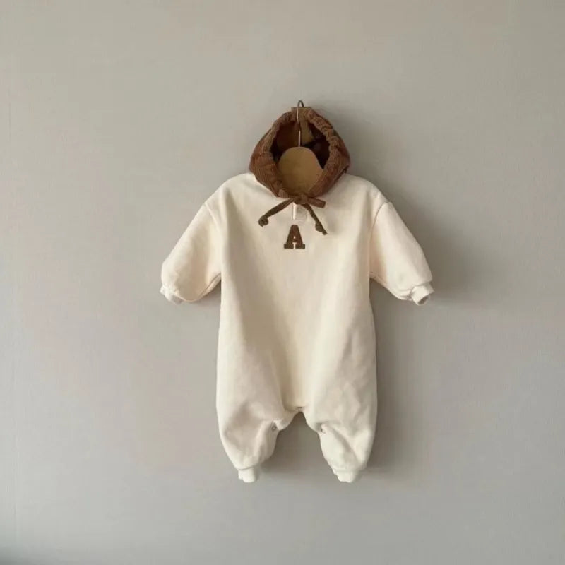 Baby Solid Color Hooded Romper