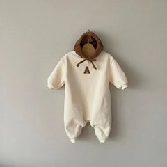 Baby Solid Color Hooded Romper