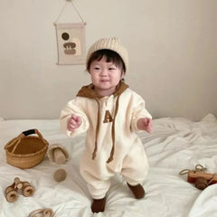 Baby Solid Color Hooded Romper