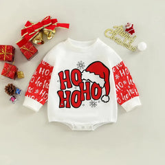 Baby HO HO HO Christmas Print Romper