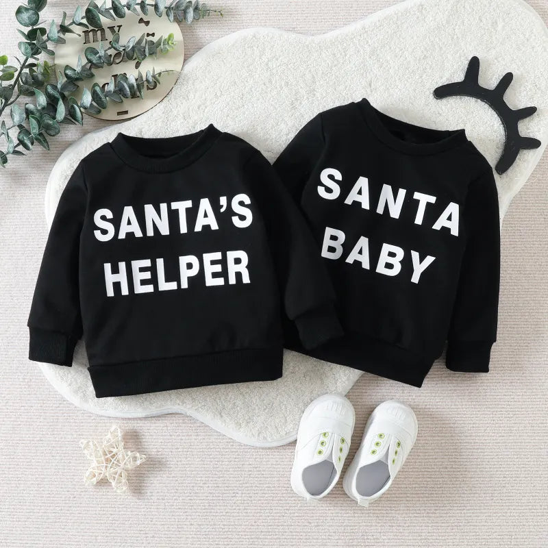 SANTA BABY Christmas Print Top