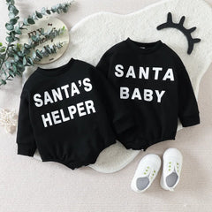 SANTA BABY Christmas Print Romper