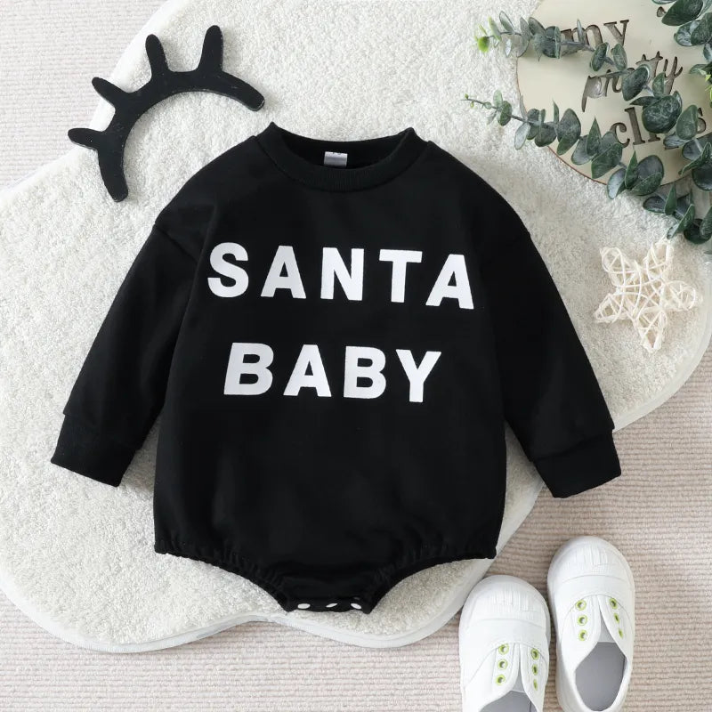 SANTA BABY Christmas Print Romper