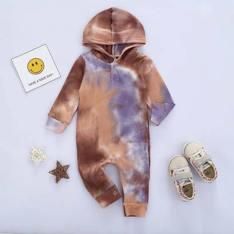 Baby tie-dye hoodie Romper