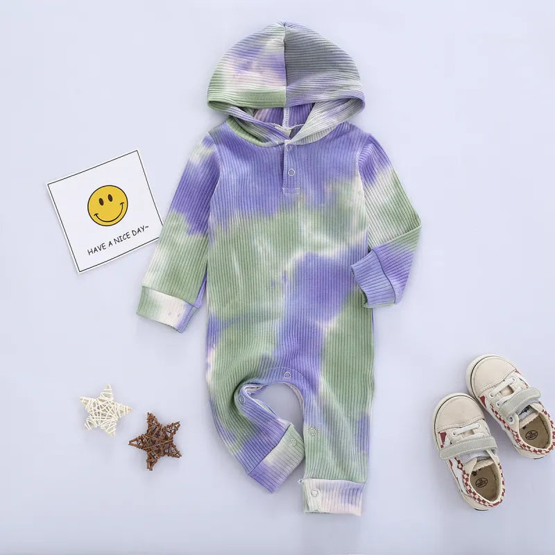 Baby tie-dye hoodie Romper