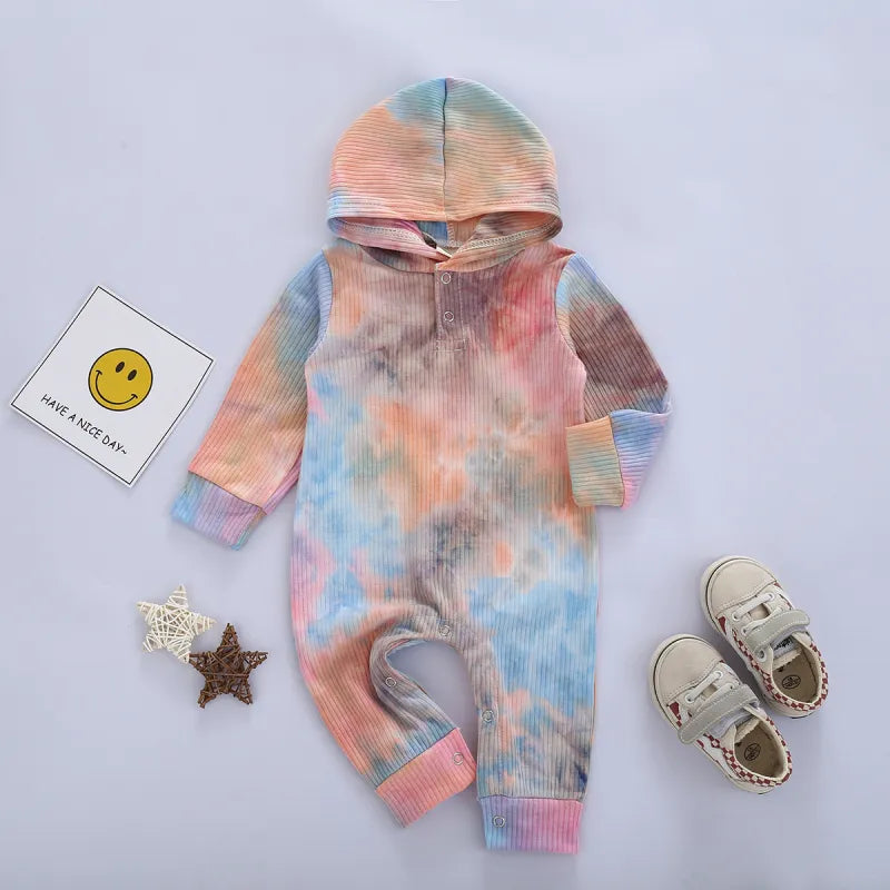 Baby tie-dye hoodie Romper