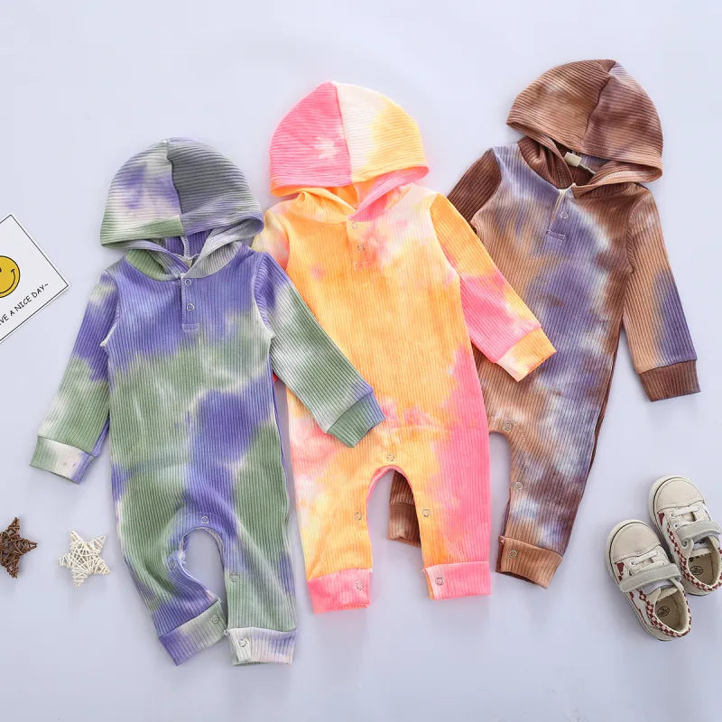 Baby tie-dye hoodie Romper