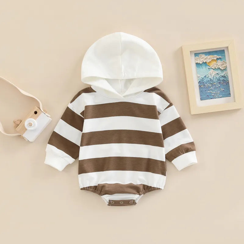 Baby Striped  Hooded Romper