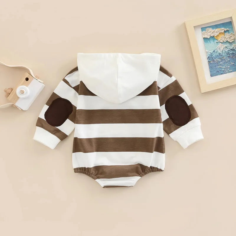 Baby Striped  Hooded Romper