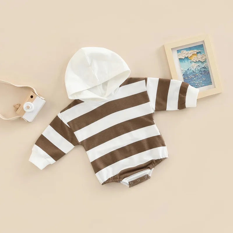 Baby Striped  Hooded Romper