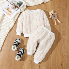 2-Piece Baby Solid Color Bear Sweater Set