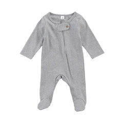 Baby Solid Color Zipper Romper