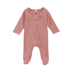 Baby Solid Color Zipper Romper