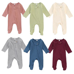 Baby Solid Color Zipper Romper