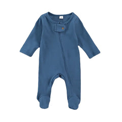 Baby Solid Color Zipper Romper